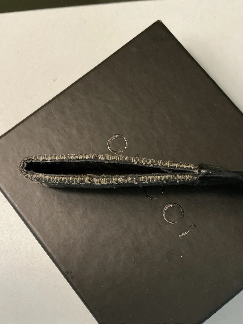 Gucci GG Supreme Black Monogram Key Strap Silvertone Metal Ring with Box Keyring
